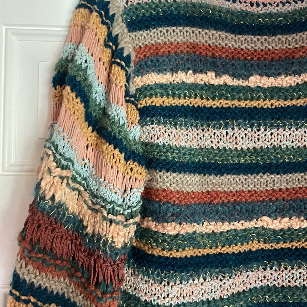 Ulla Johnson Electra Earth Tones Multicolor Striped Chunky Knit Boho Sweater - Picture 11 of 15